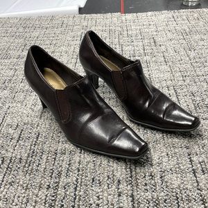 🔥Clearance Liz Claiborne Flex Brown Faux Leather Pointed Toe Heels Size 8.